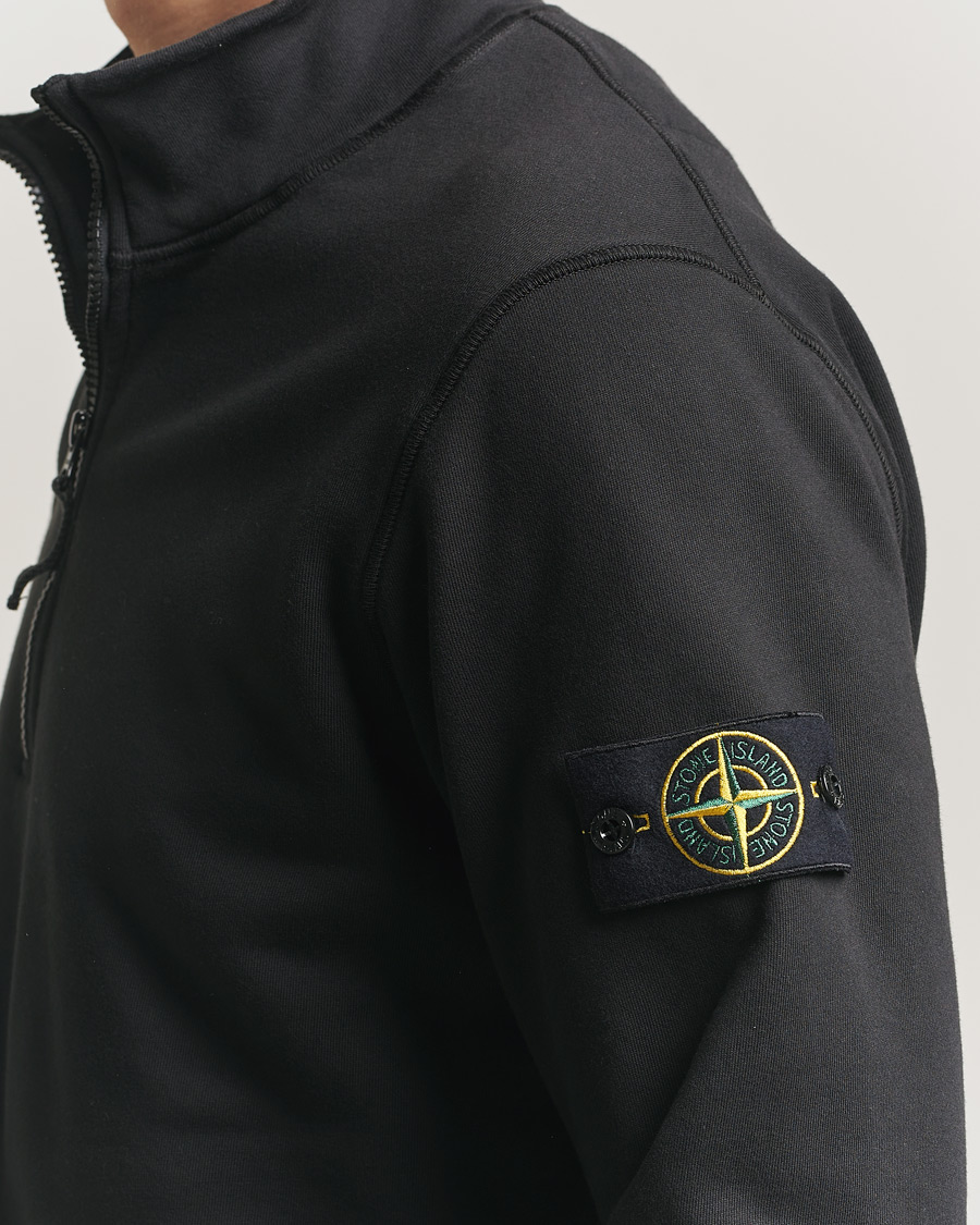 Uomini | Maglieria | Stone Island | Garment Dyed Fleece Half Zip Black
