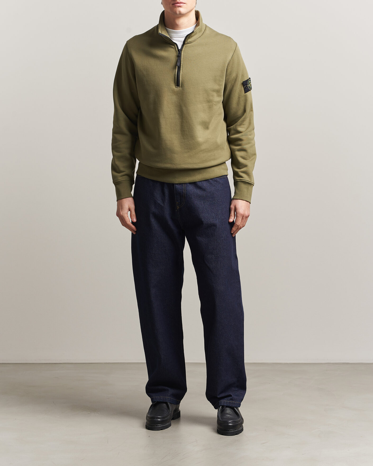 Uomini | Maglieria | Stone Island | Garment Dyed Fleece Half Zip Military Green