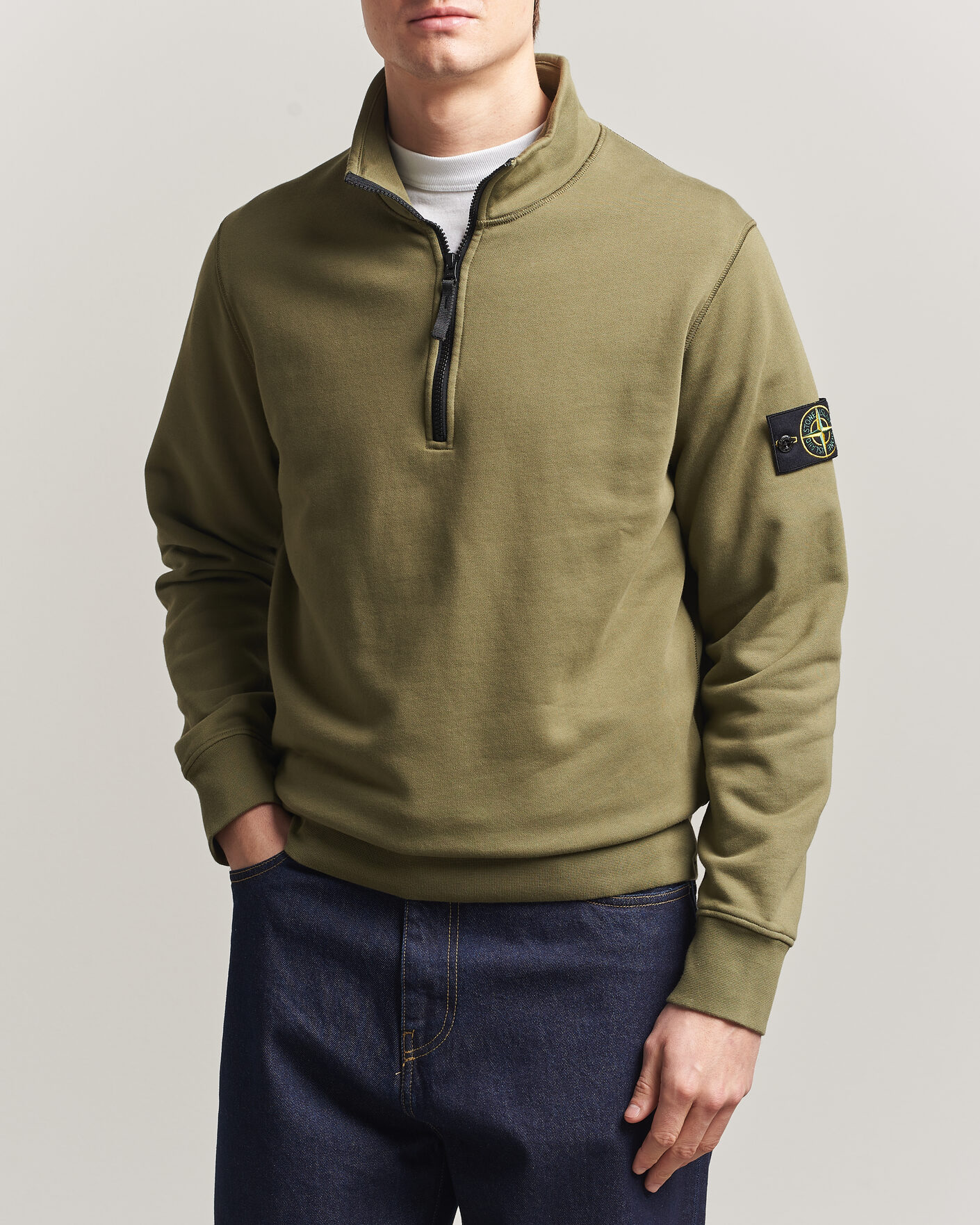 Uomini | Maglieria | Stone Island | Garment Dyed Fleece Half Zip Military Green