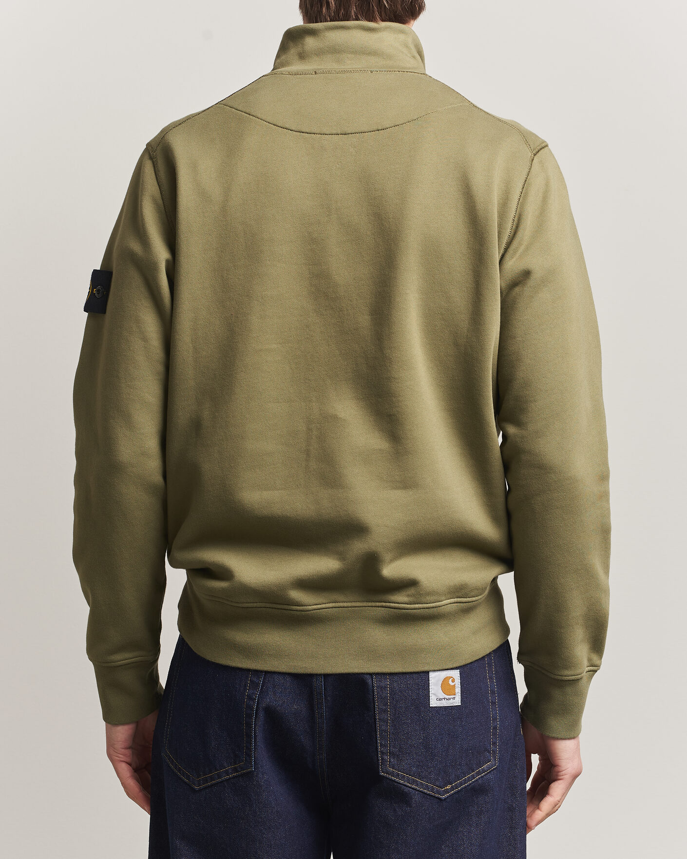Uomini | Maglieria | Stone Island | Garment Dyed Fleece Half Zip Military Green
