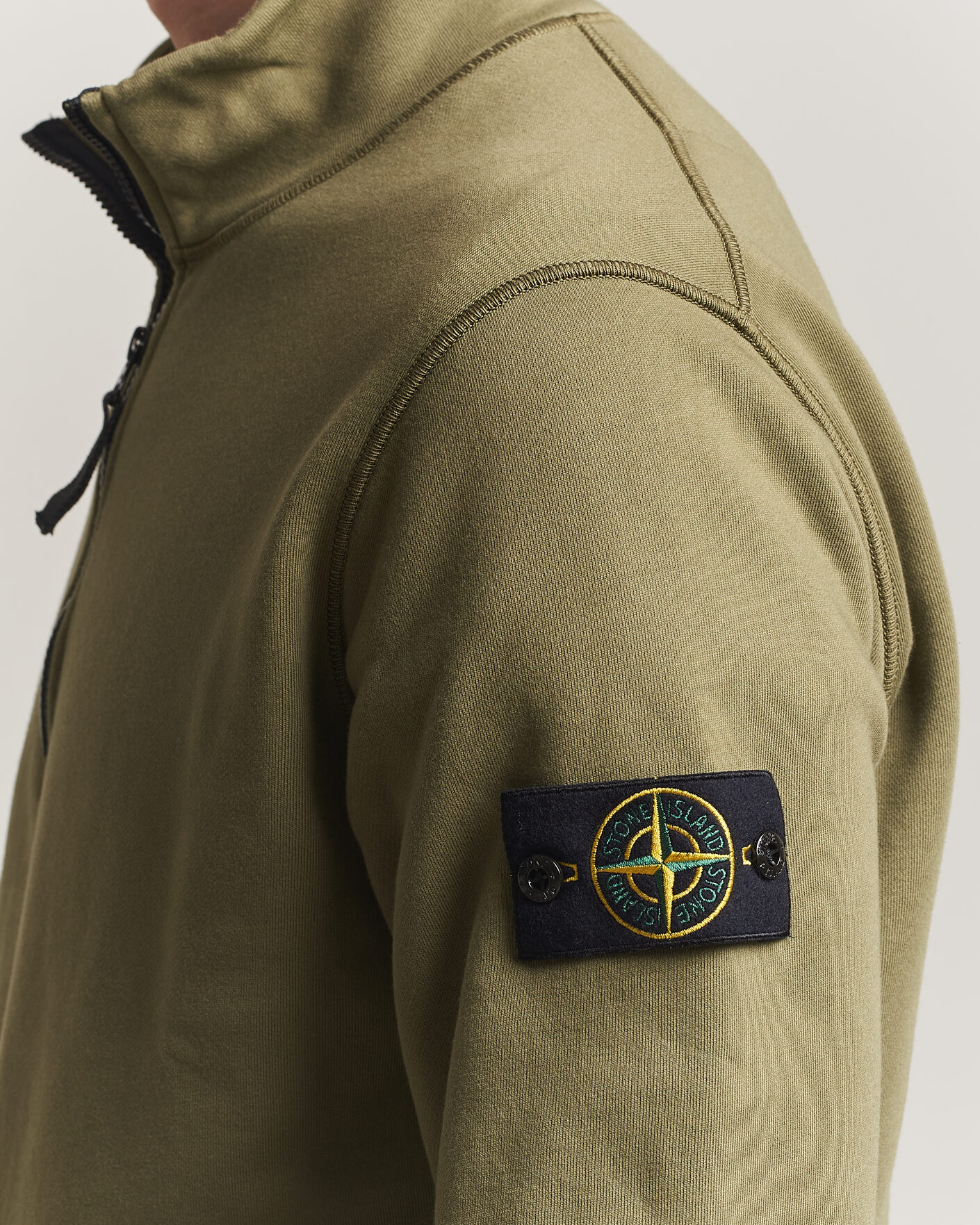 Uomini | Maglieria | Stone Island | Garment Dyed Fleece Half Zip Military Green
