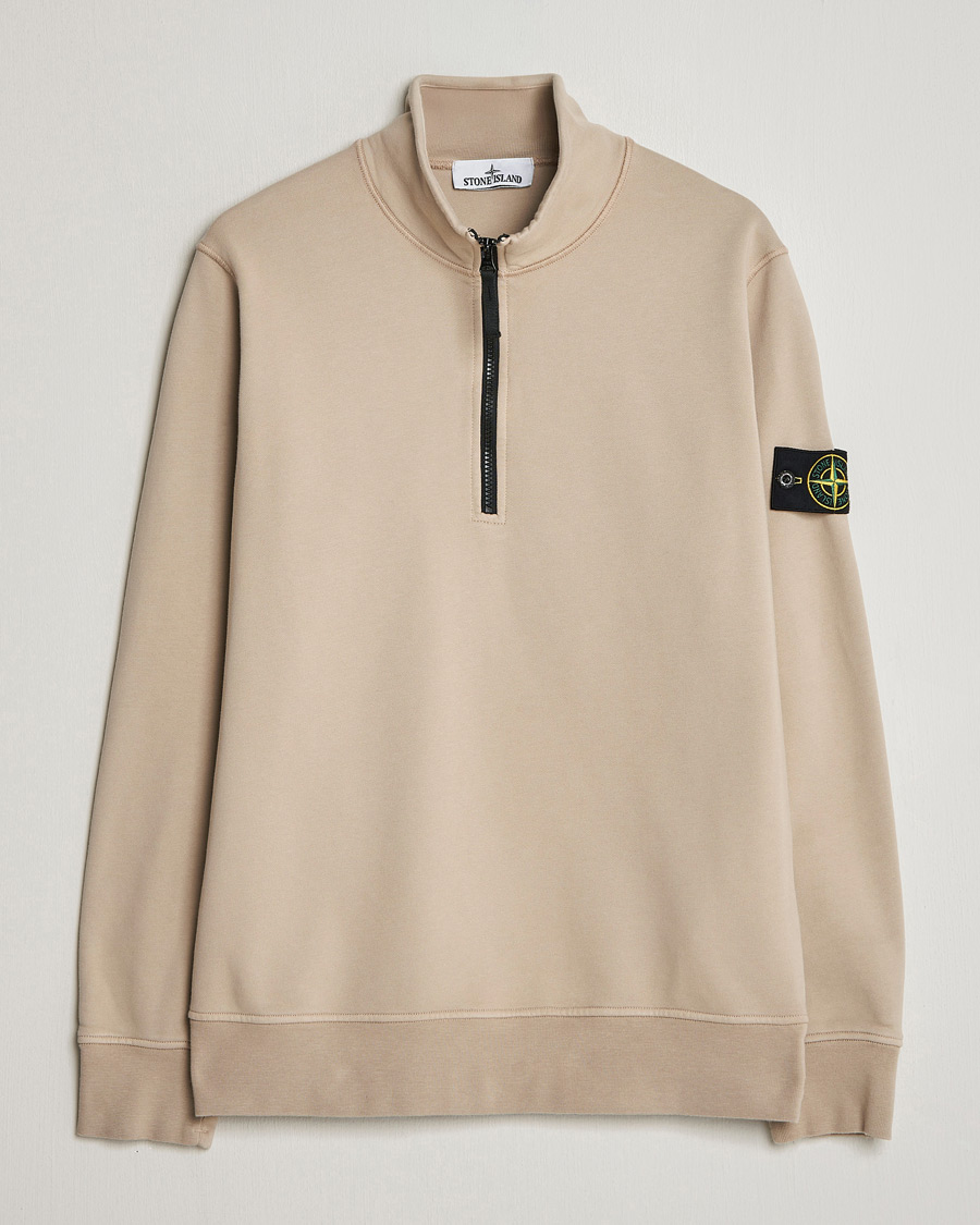 Uomini | Maglieria | Stone Island | Garment Dyed Fleece Half Zip Desert