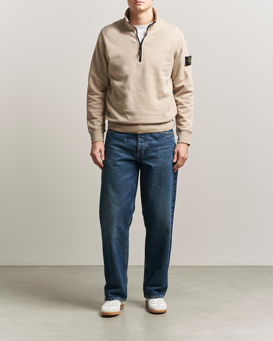 Uomini | Maglieria | Stone Island | Garment Dyed Fleece Half Zip Desert