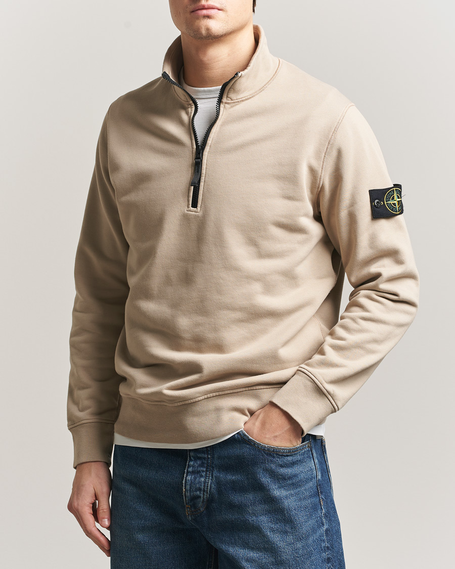 Uomini | Maglieria | Stone Island | Garment Dyed Fleece Half Zip Desert