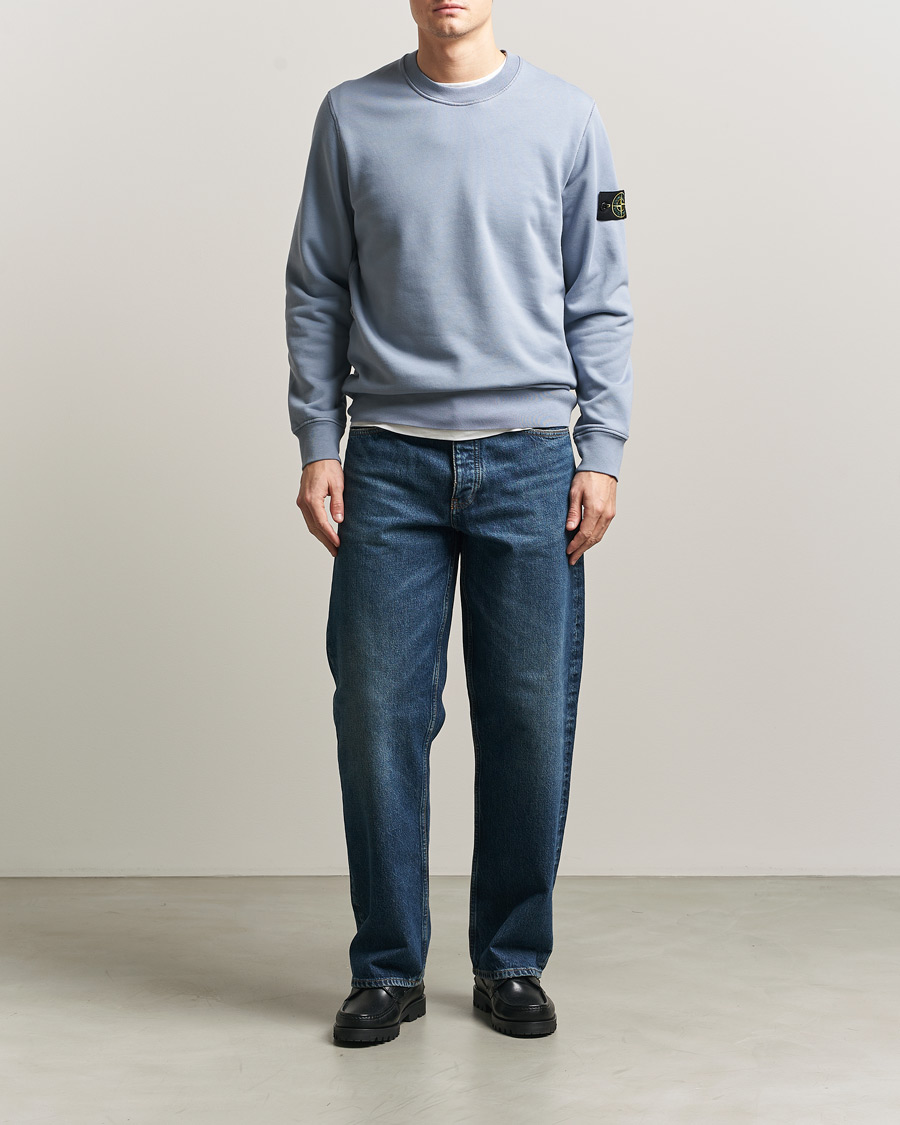 Uomini | Maglieria | Stone Island | Garment Dyed Fleece Sweatshirt Dark Blue