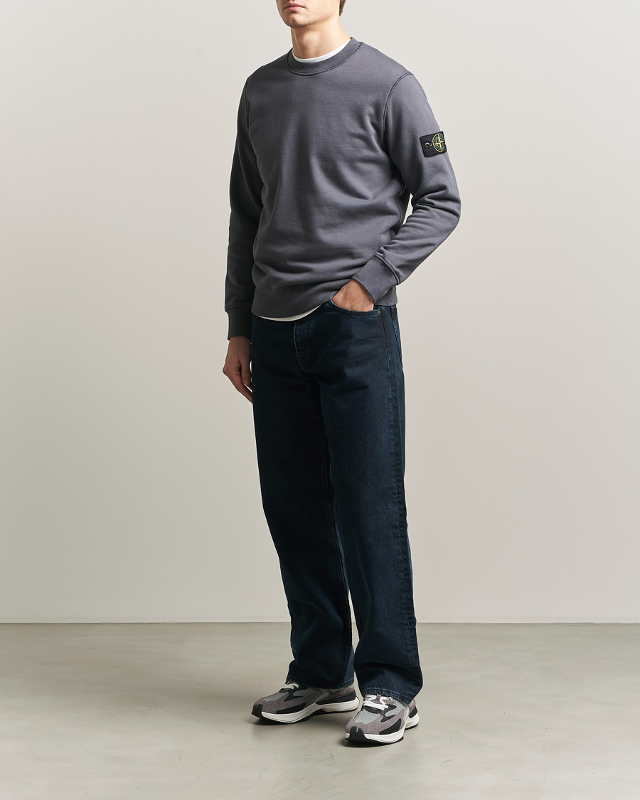 Uomini | Maglieria | Stone Island | Garment Dyed Fleece Sweatshirt Blue/Grey