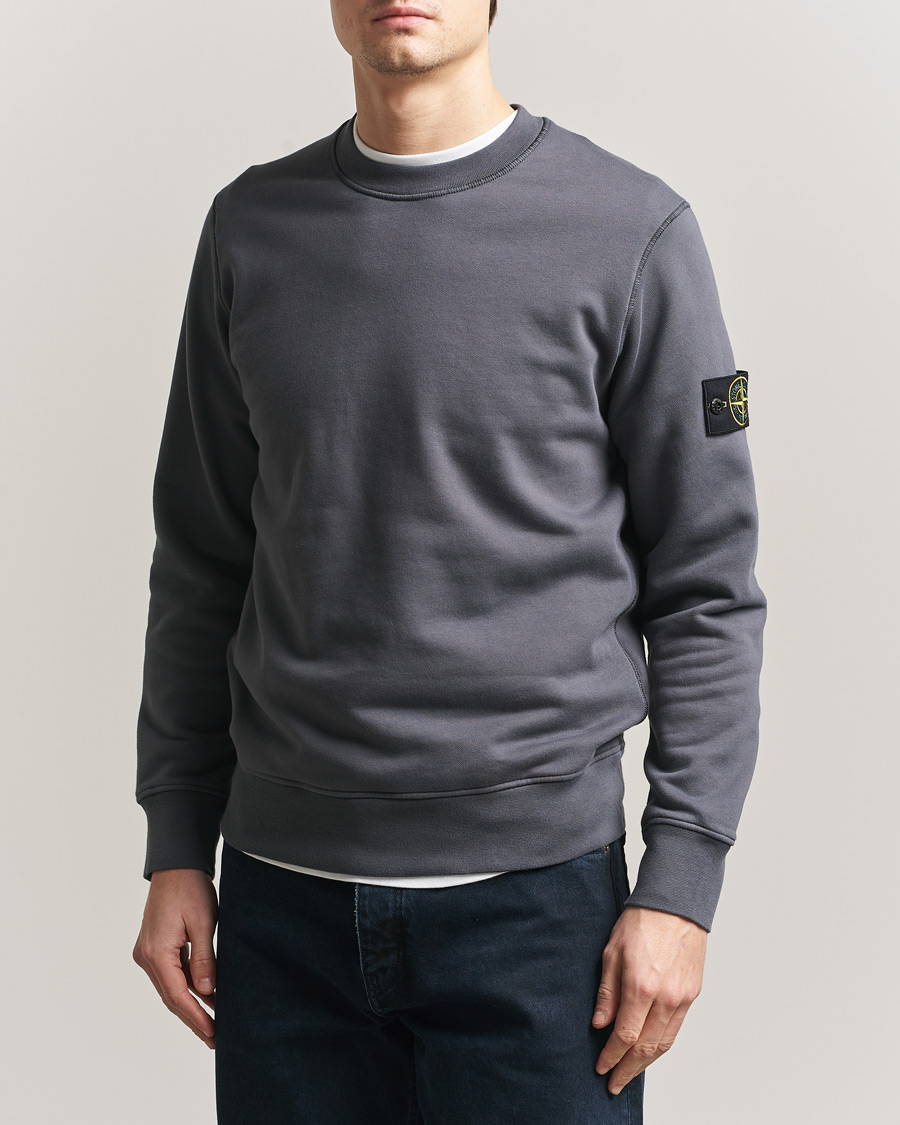 Uomini | Maglieria | Stone Island | Garment Dyed Fleece Sweatshirt Blue/Grey