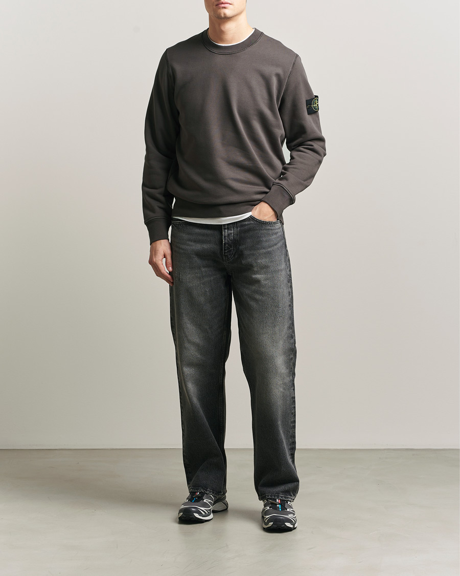 Uomini | Maglieria | Stone Island | Garment Dyed Fleece Sweatshirt Charcoal