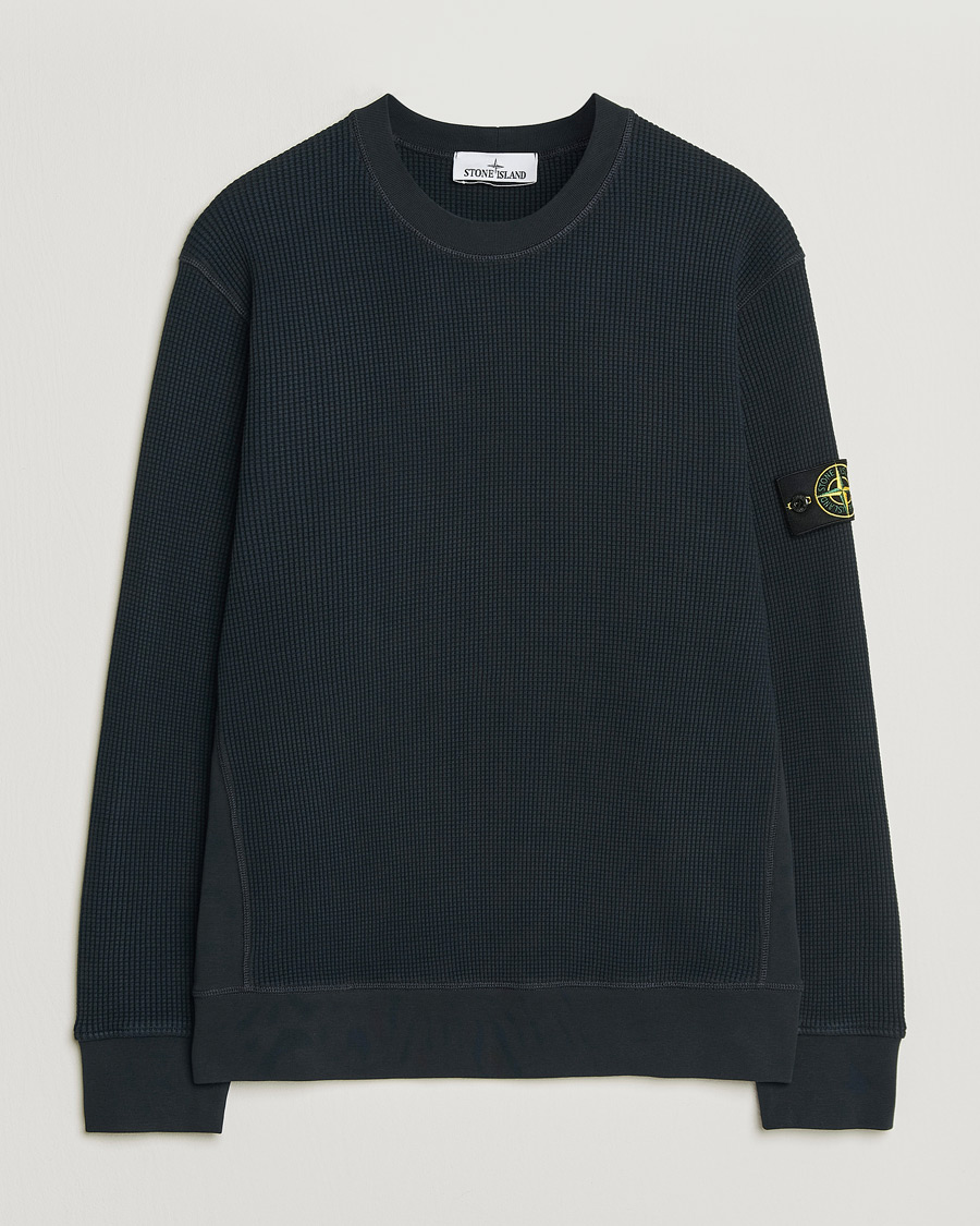 Uomini | Maglieria | Stone Island | Organic Cotton Waffle Fleece Sweatshirt Navy