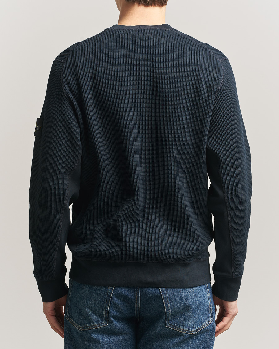 Uomini | Maglieria | Stone Island | Organic Cotton Waffle Fleece Sweatshirt Navy