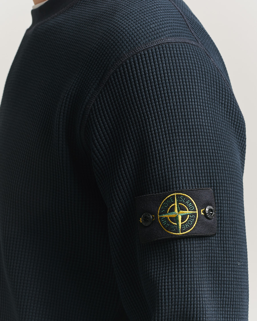 Uomini | Maglieria | Stone Island | Organic Cotton Waffle Fleece Sweatshirt Navy