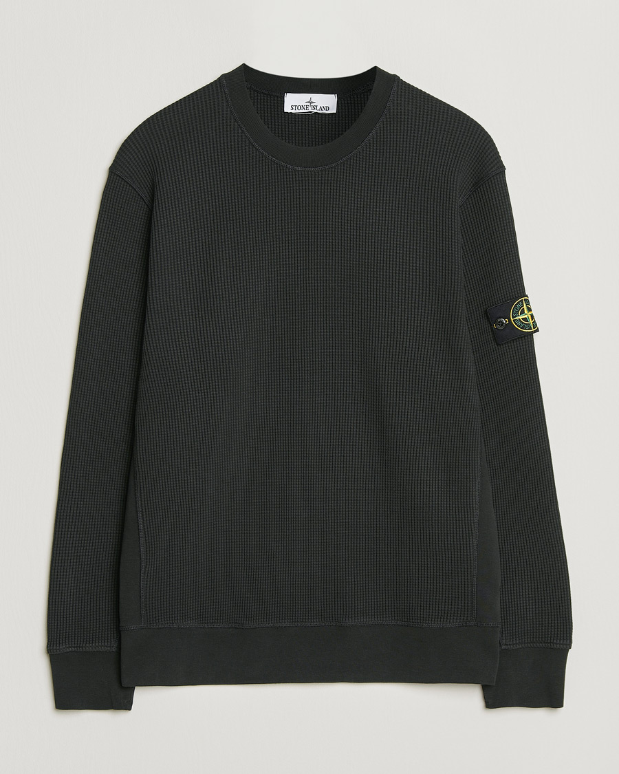 Uomini | Maglieria | Stone Island | Organic Cotton Waffle Fleece Sweatshirt Black