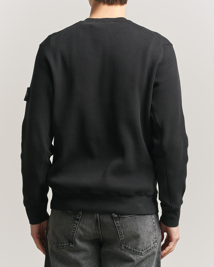 Uomini | Maglieria | Stone Island | Organic Cotton Waffle Fleece Sweatshirt Black