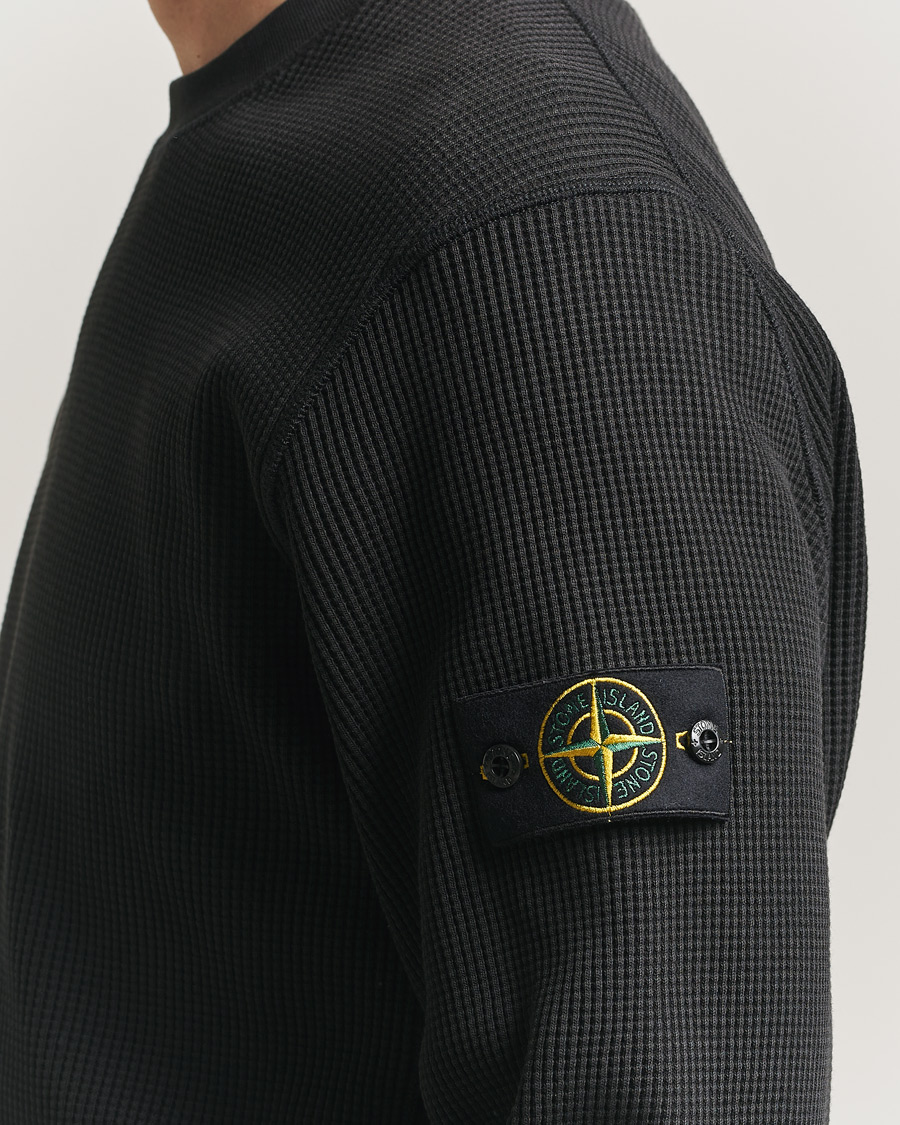 Uomini | Maglieria | Stone Island | Organic Cotton Waffle Fleece Sweatshirt Black