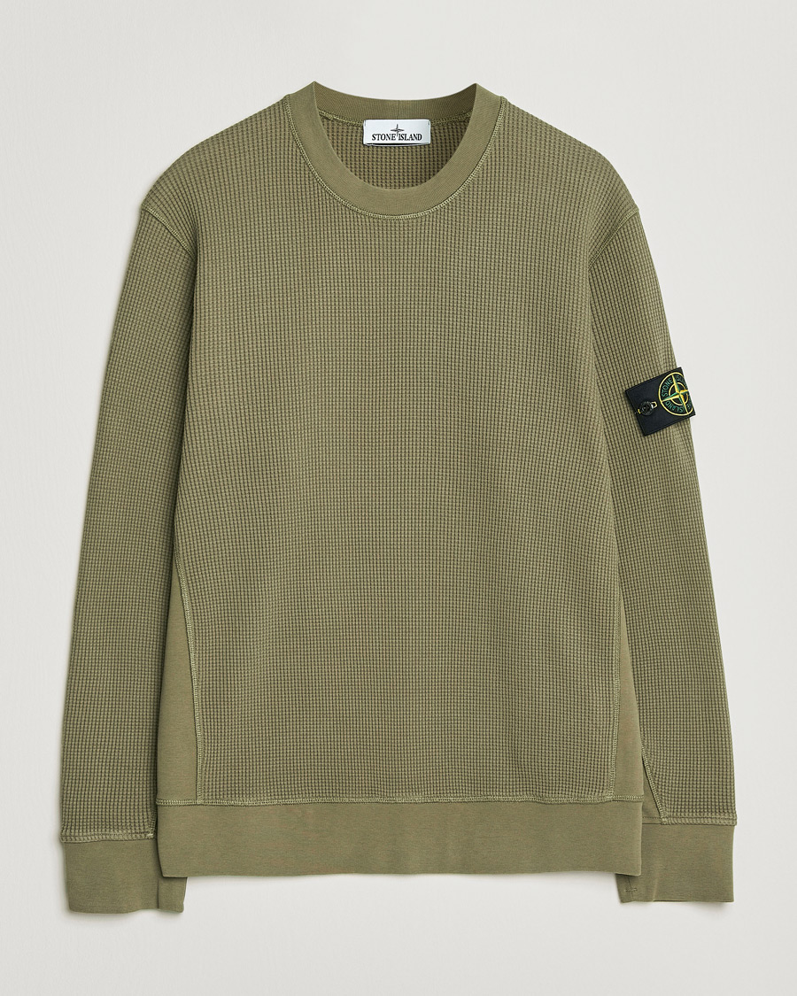 Uomini | Maglieria | Stone Island | Organic Cotton Waffle Fleece Sweatshirt Military