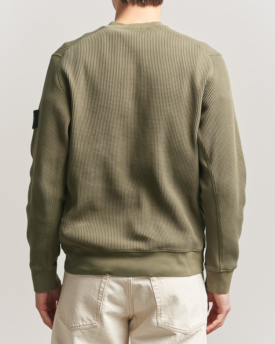 Uomini | Maglieria | Stone Island | Organic Cotton Waffle Fleece Sweatshirt Military