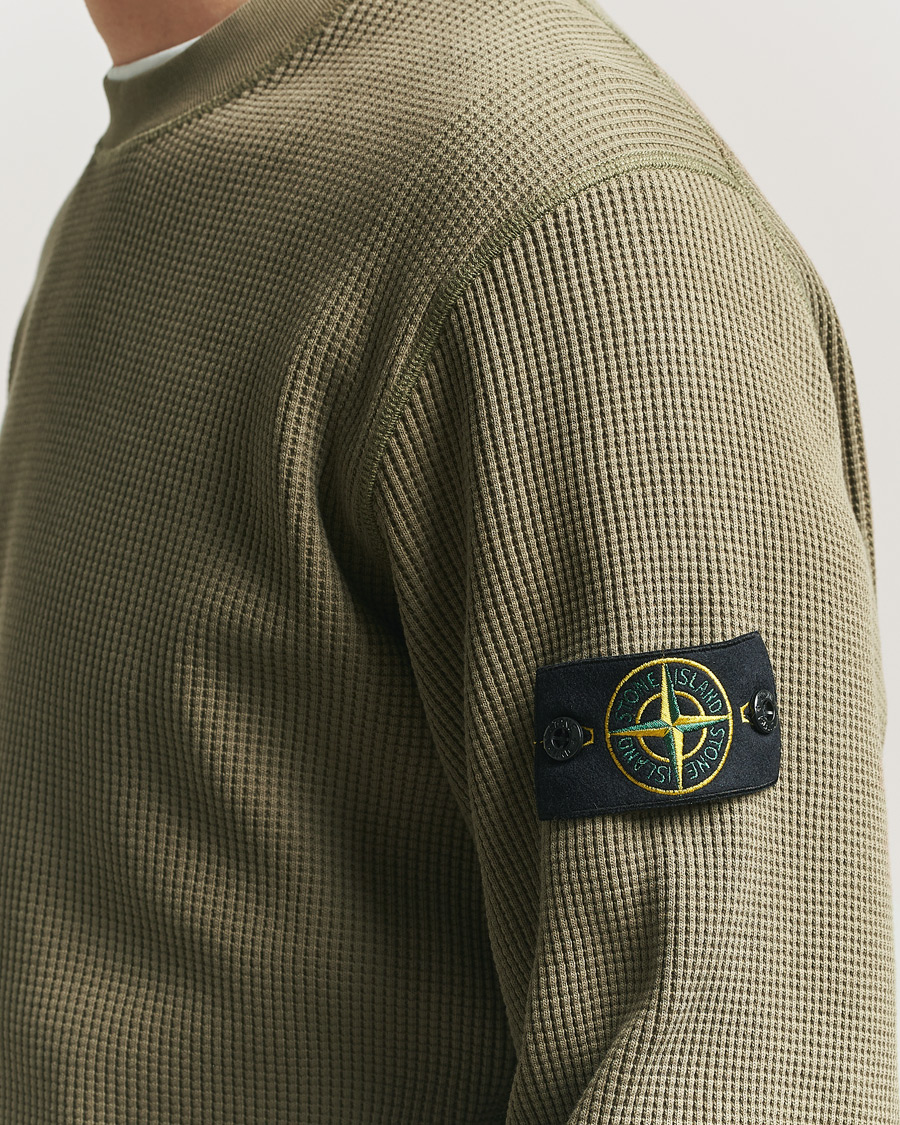Uomini | Maglieria | Stone Island | Organic Cotton Waffle Fleece Sweatshirt Military