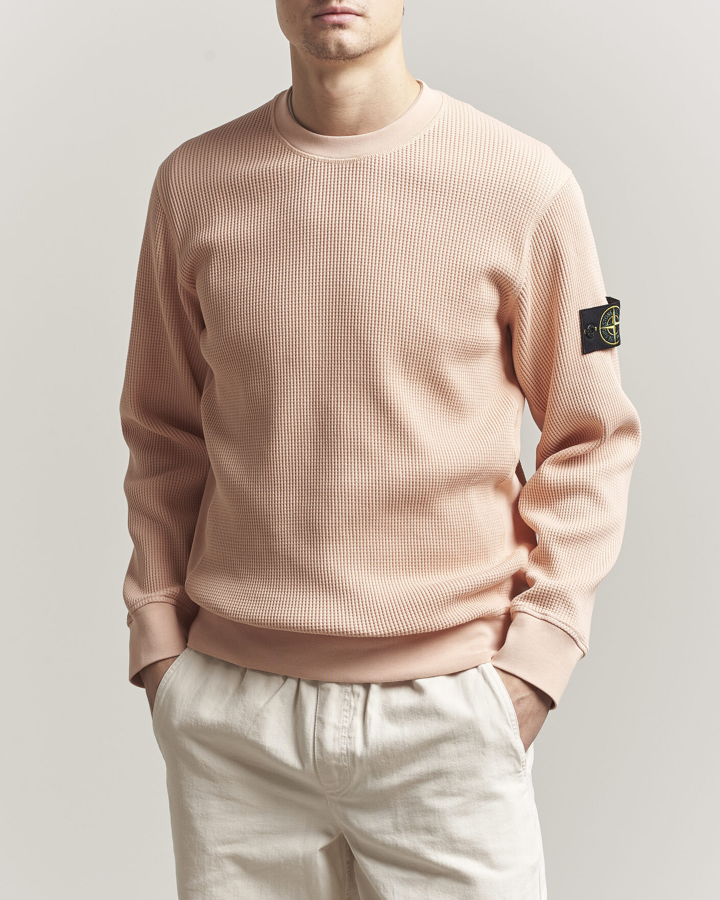 Uomini | Maglieria | Stone Island | Organic Cotton Waffle Fleece Sweatshirt Plaster Pink