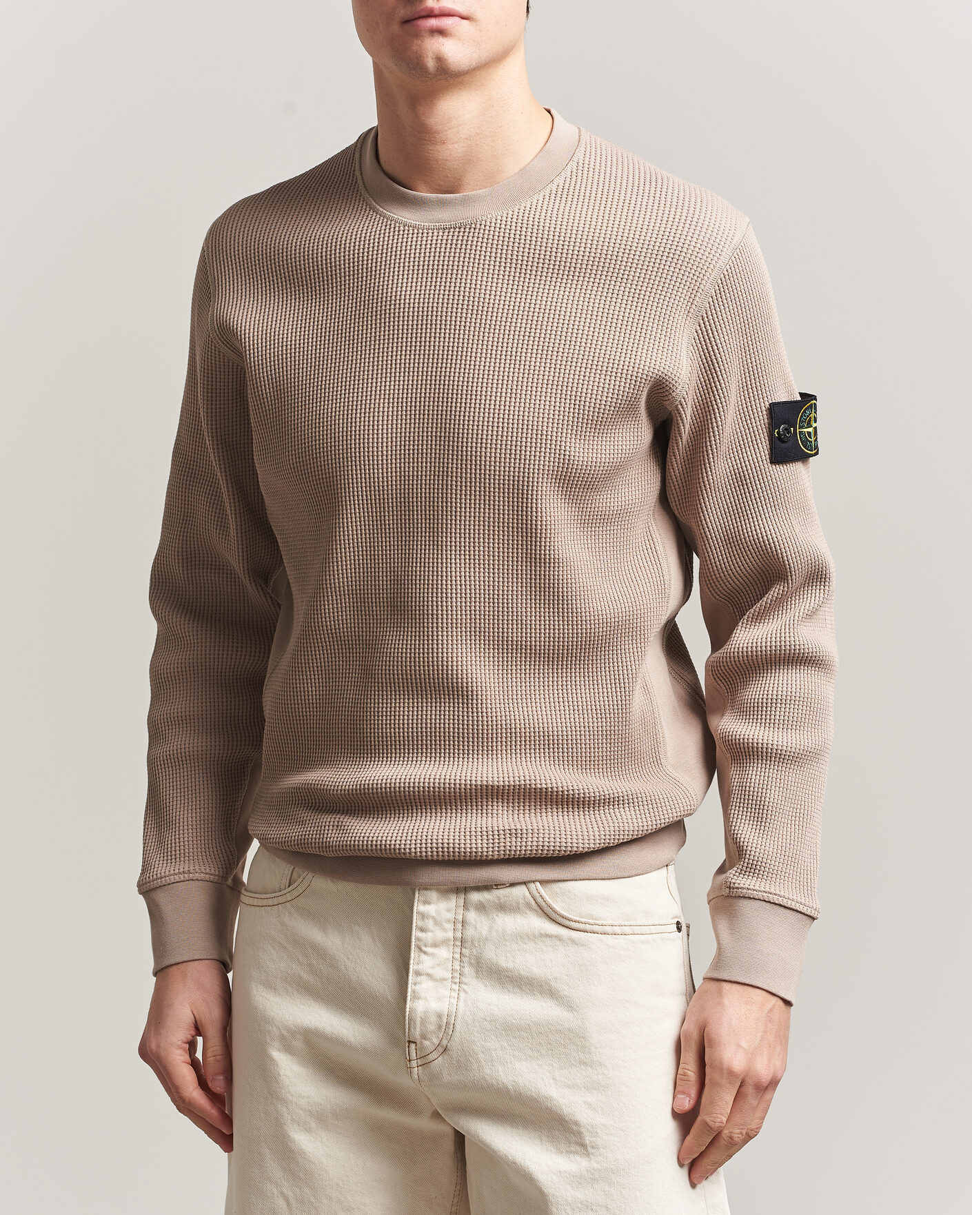 Uomini | Maglieria | Stone Island | Organic Cotton Waffle Fleece Sweatshirt Desert