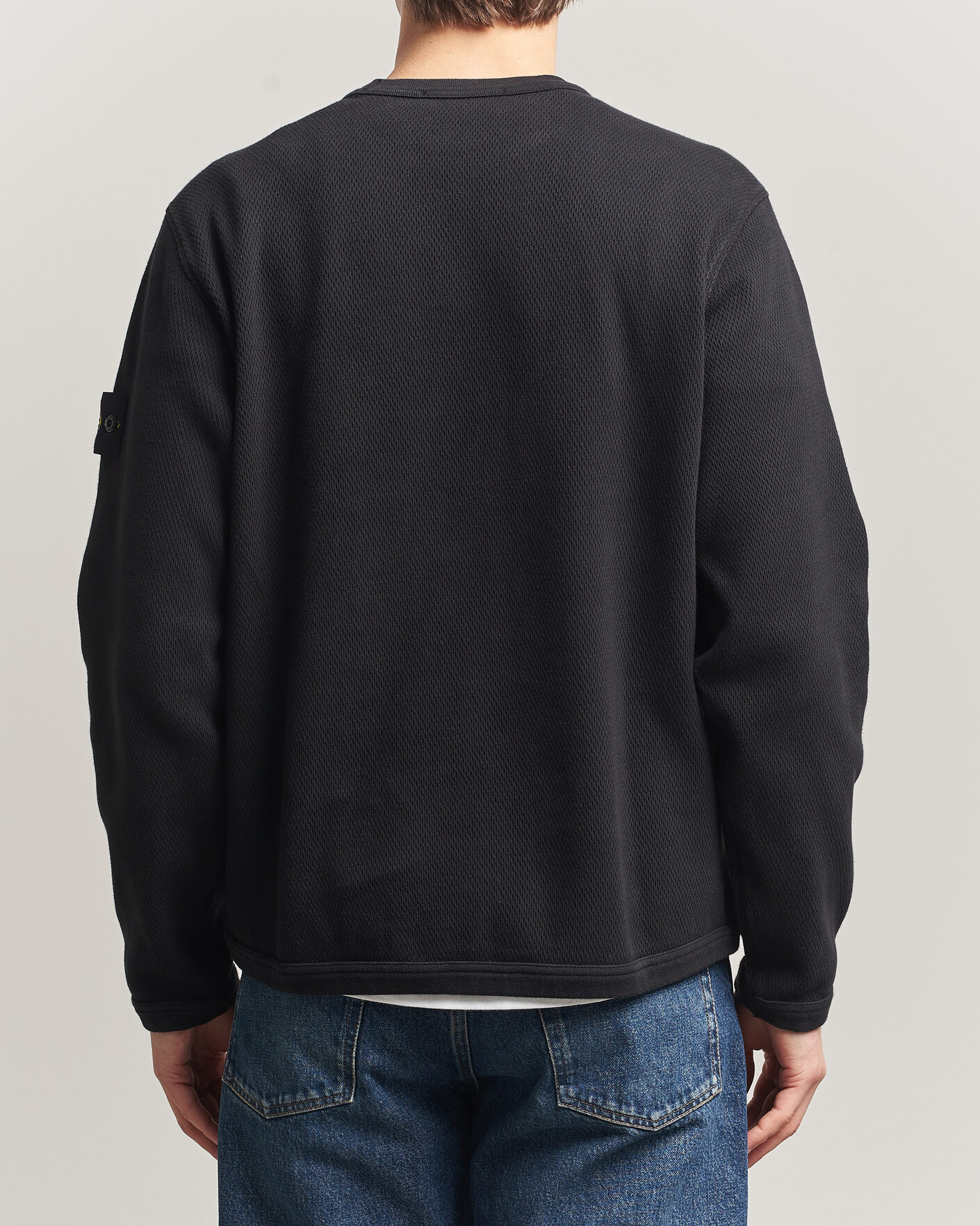 Uomini | Maglieria | Stone Island | Mesh Stitch Organic Cotton Fleece Crewneck Black