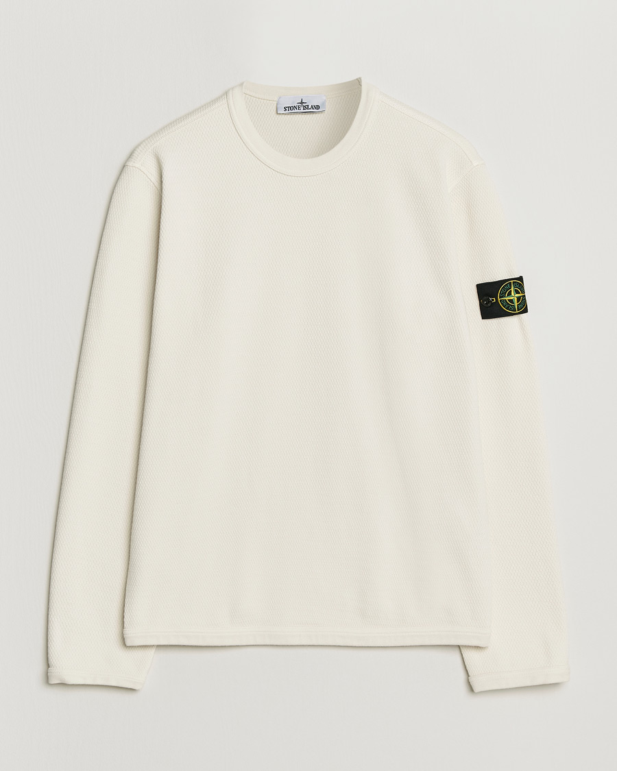 Uomini | Maglieria | Stone Island | Mesh Stitch Organic Cotton Fleece Crewneck Ivory