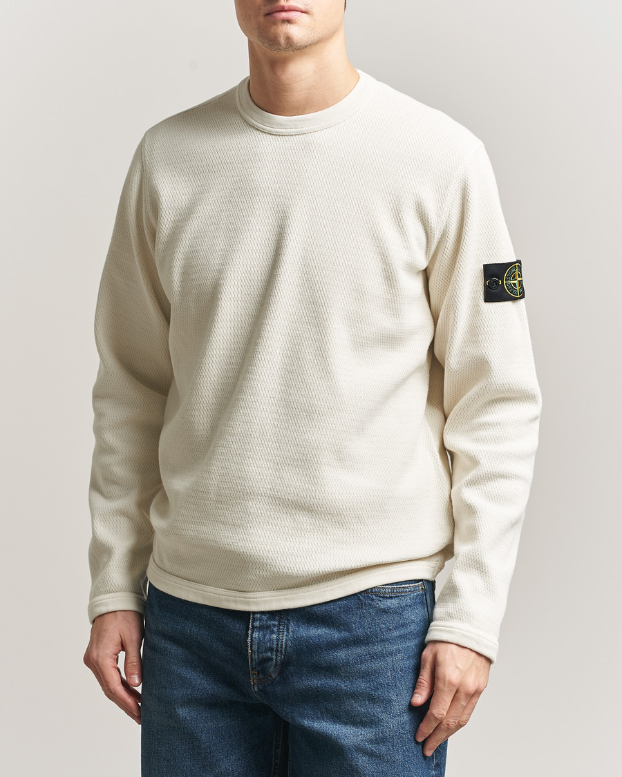Uomini | Maglieria | Stone Island | Mesh Stitch Organic Cotton Fleece Crewneck Ivory