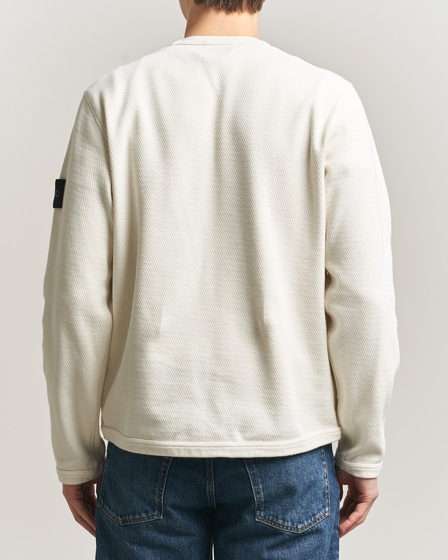 Uomini | Maglieria | Stone Island | Mesh Stitch Organic Cotton Fleece Crewneck Ivory