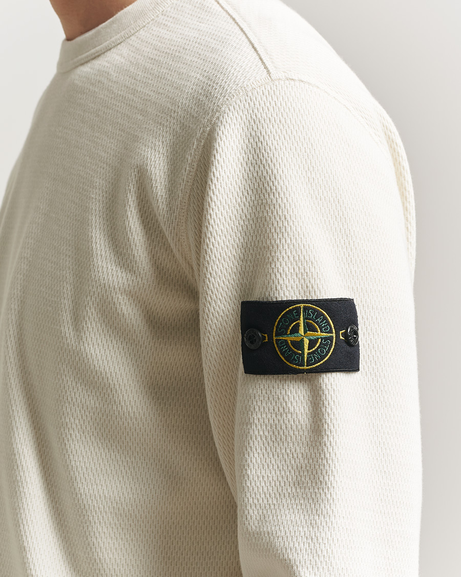 Uomini | Maglieria | Stone Island | Mesh Stitch Organic Cotton Fleece Crewneck Ivory