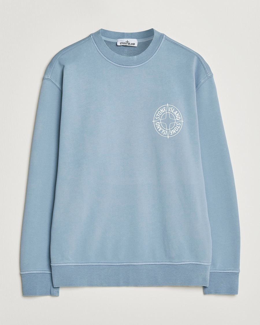 Uomini | Maglieria | Stone Island | Cotton Fleece Printed Logo Sweatshirt Dark Blue