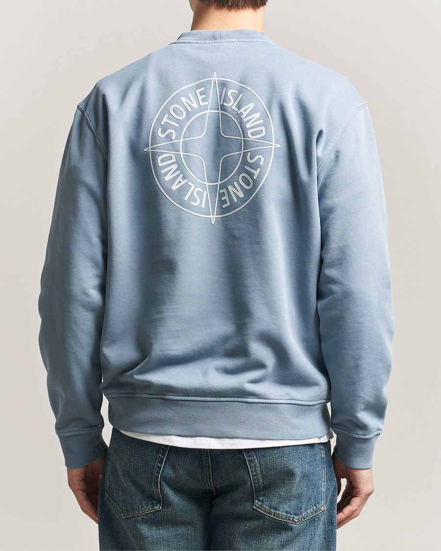 Uomini | Maglieria | Stone Island | Cotton Fleece Printed Logo Sweatshirt Dark Blue