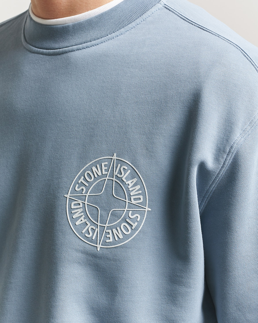Uomini | Maglieria | Stone Island | Cotton Fleece Printed Logo Sweatshirt Dark Blue