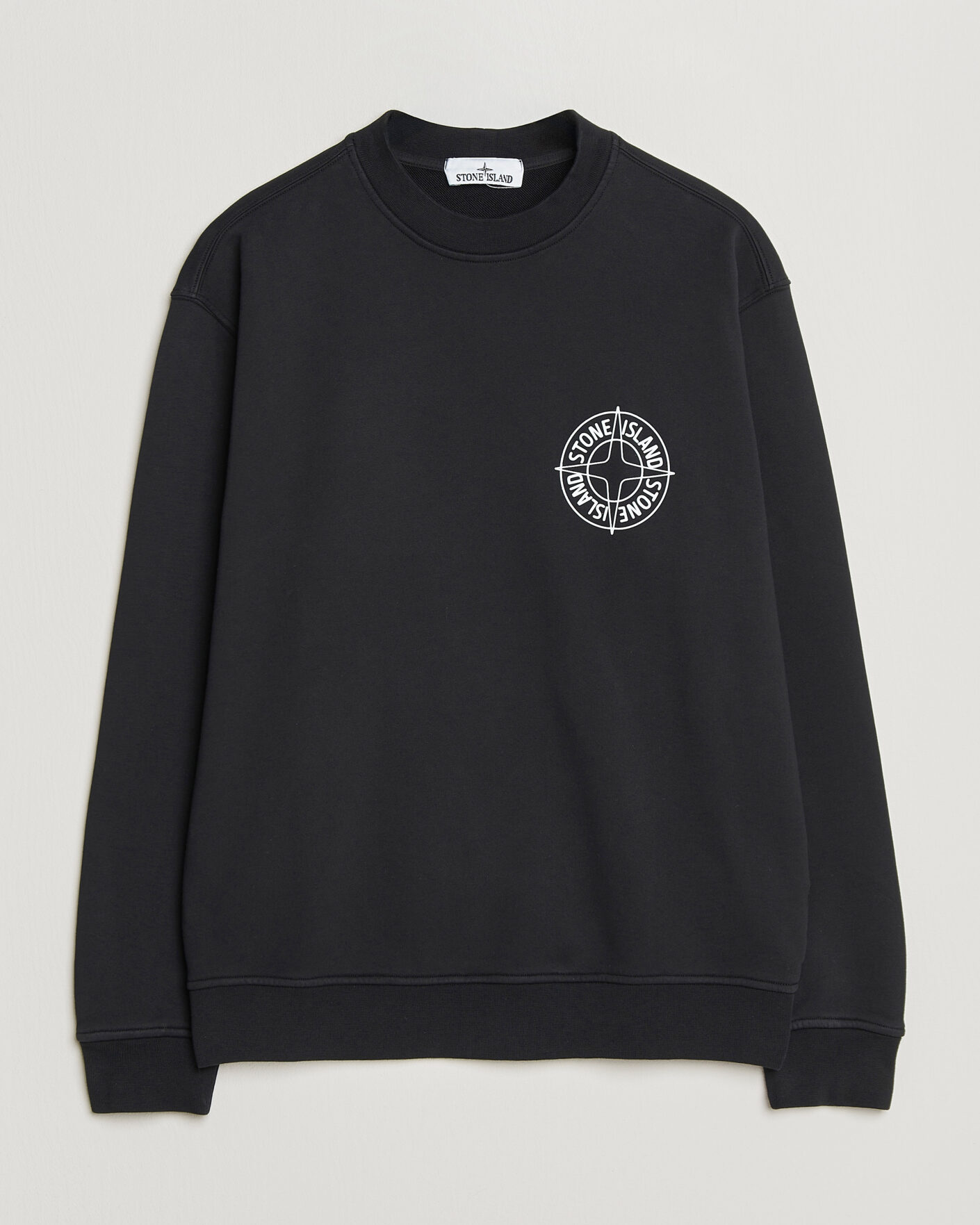Uomini | Maglieria | Stone Island | Cotton Fleece Printed Logo Sweatshirt Black