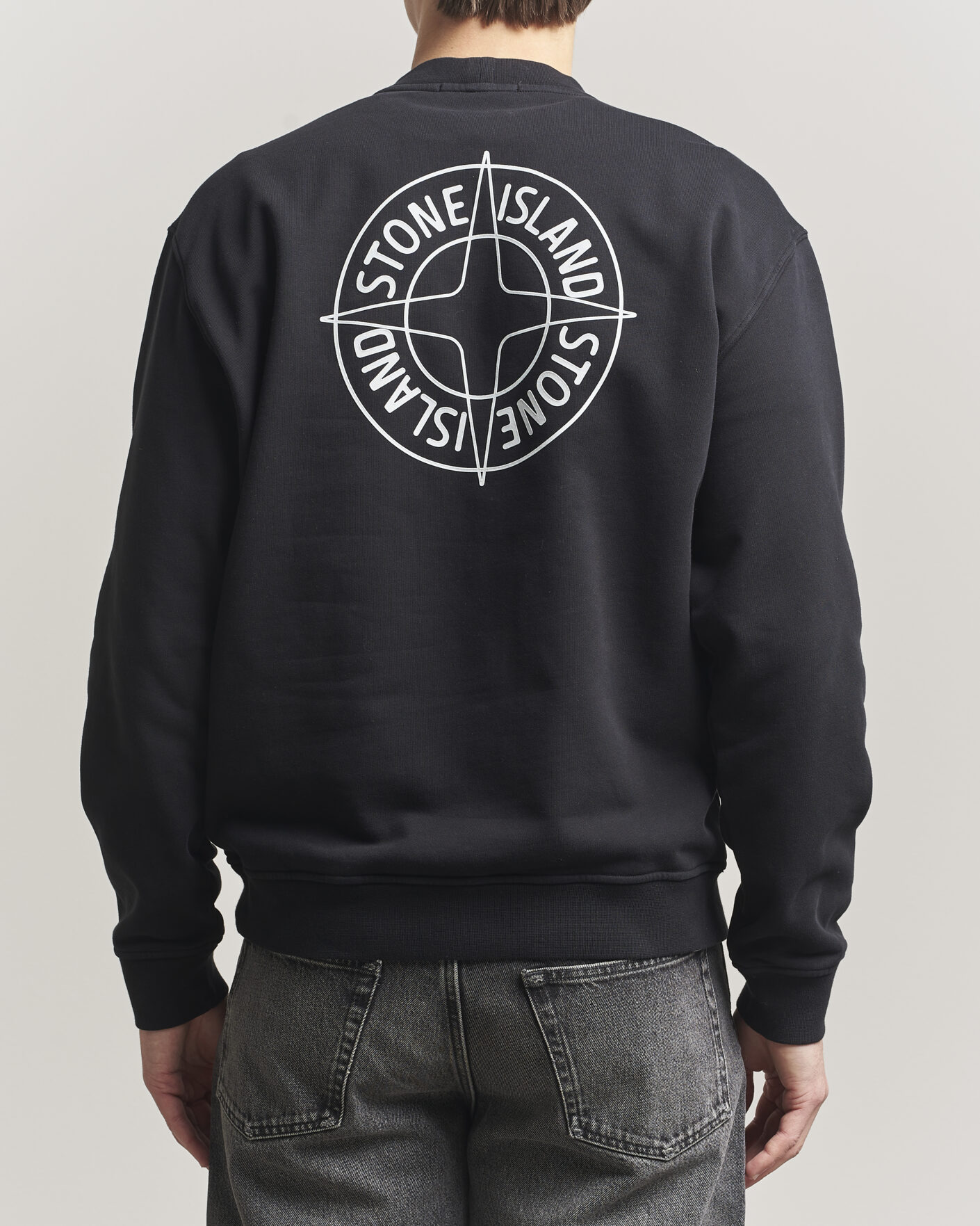Uomini | Maglieria | Stone Island | Cotton Fleece Printed Logo Sweatshirt Black