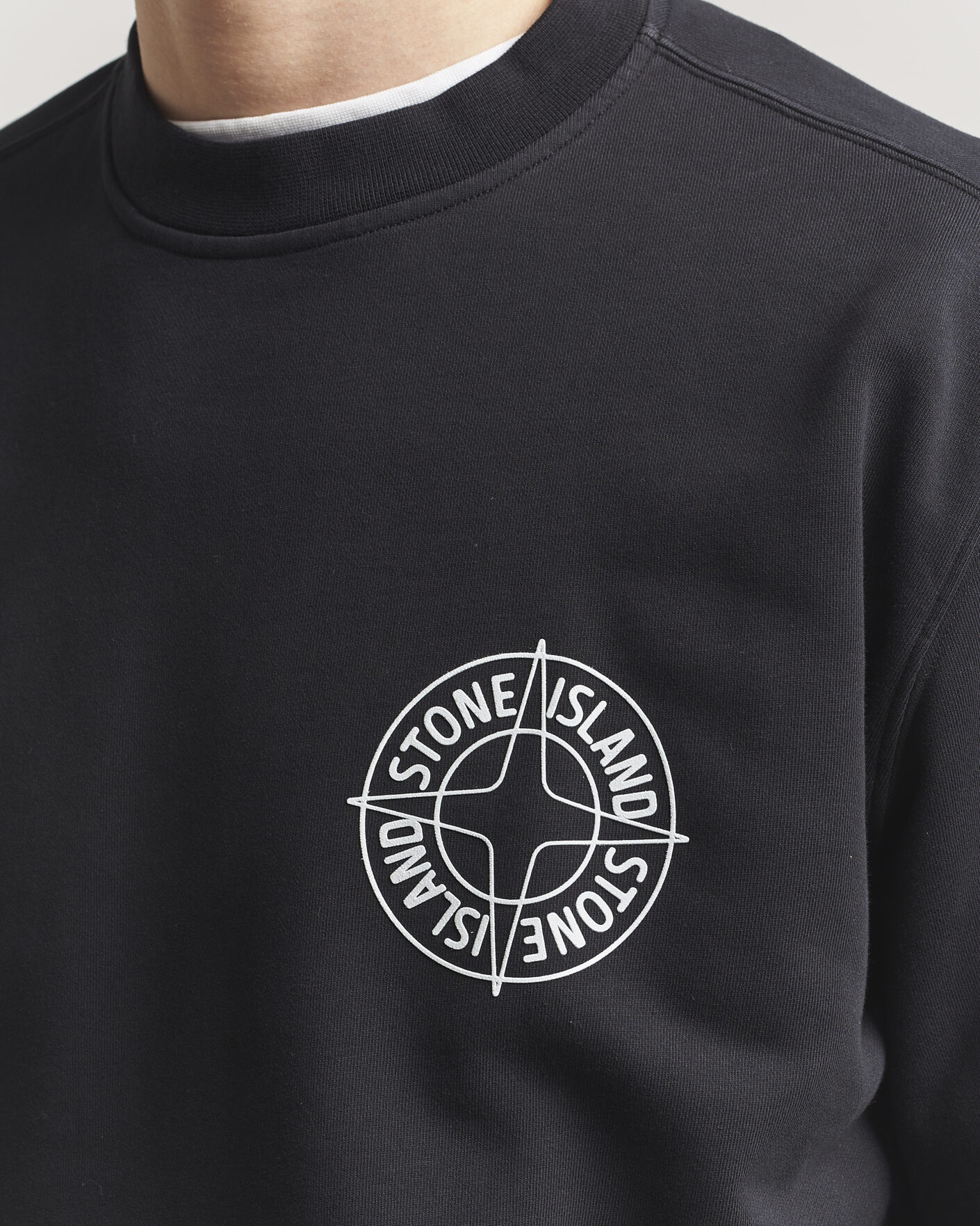 Uomini | Maglieria | Stone Island | Cotton Fleece Printed Logo Sweatshirt Black