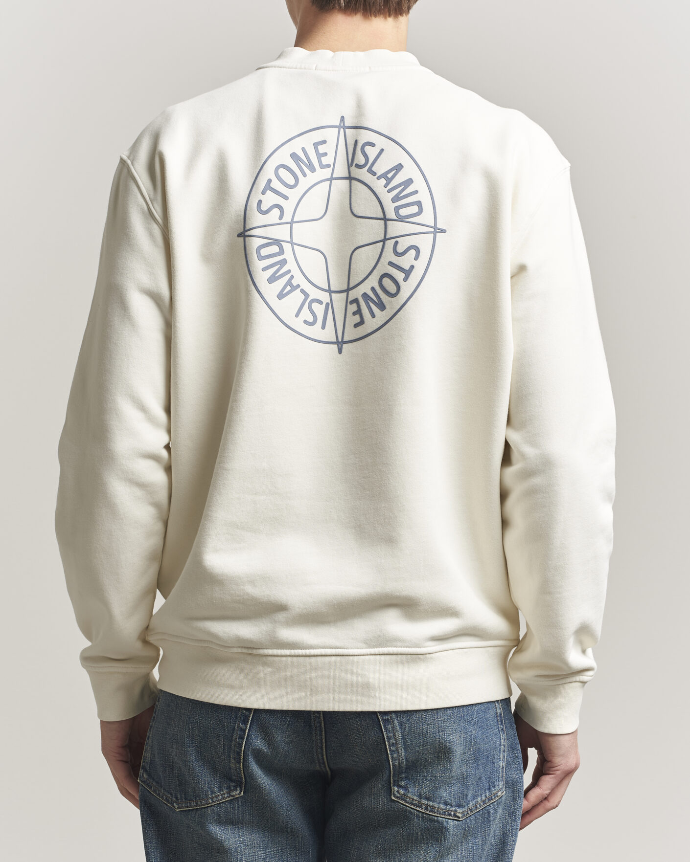 Uomini | Maglieria | Stone Island | Cotton Fleece Printed Logo Sweatshirt Ivory