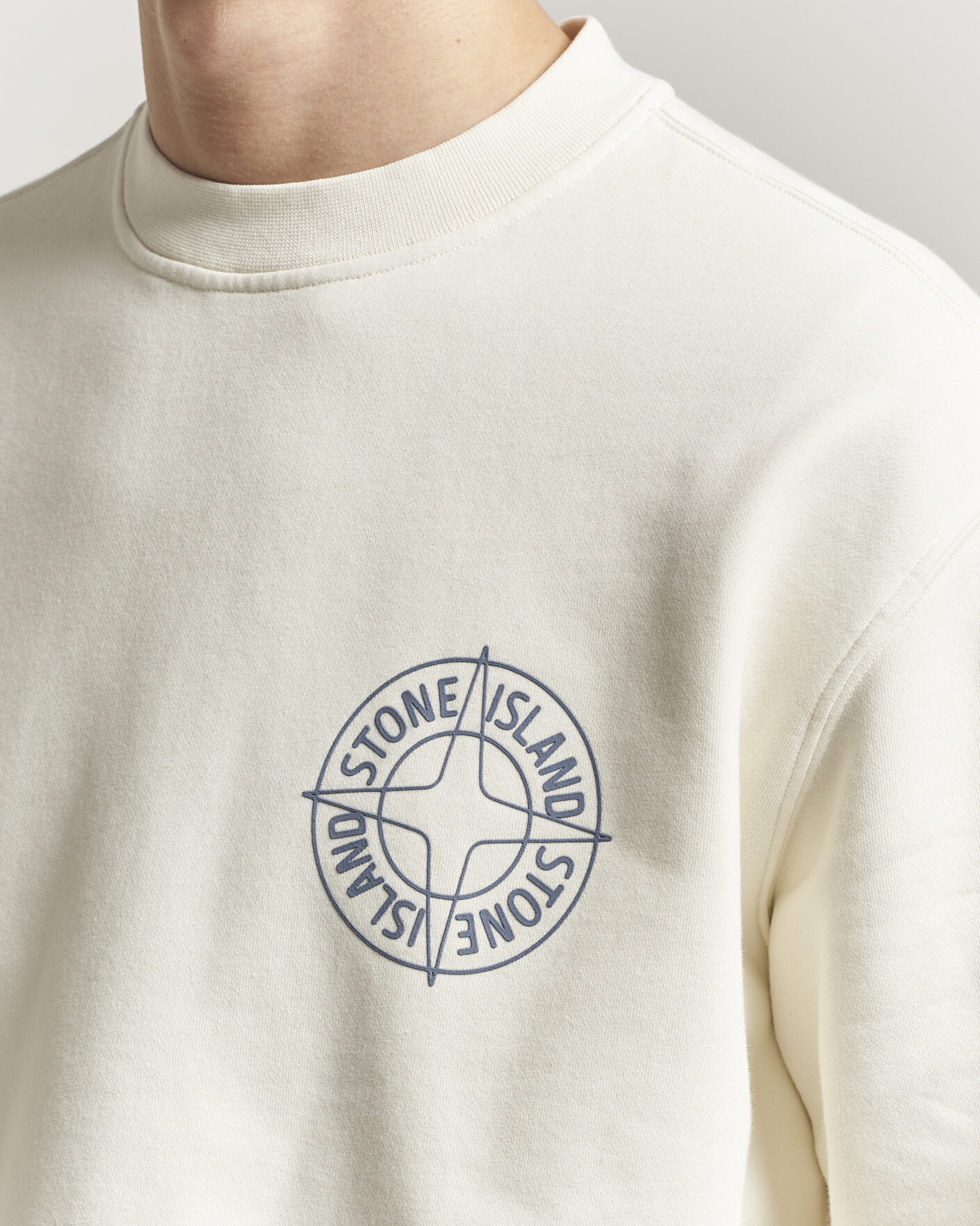 Uomini | Maglieria | Stone Island | Cotton Fleece Printed Logo Sweatshirt Ivory