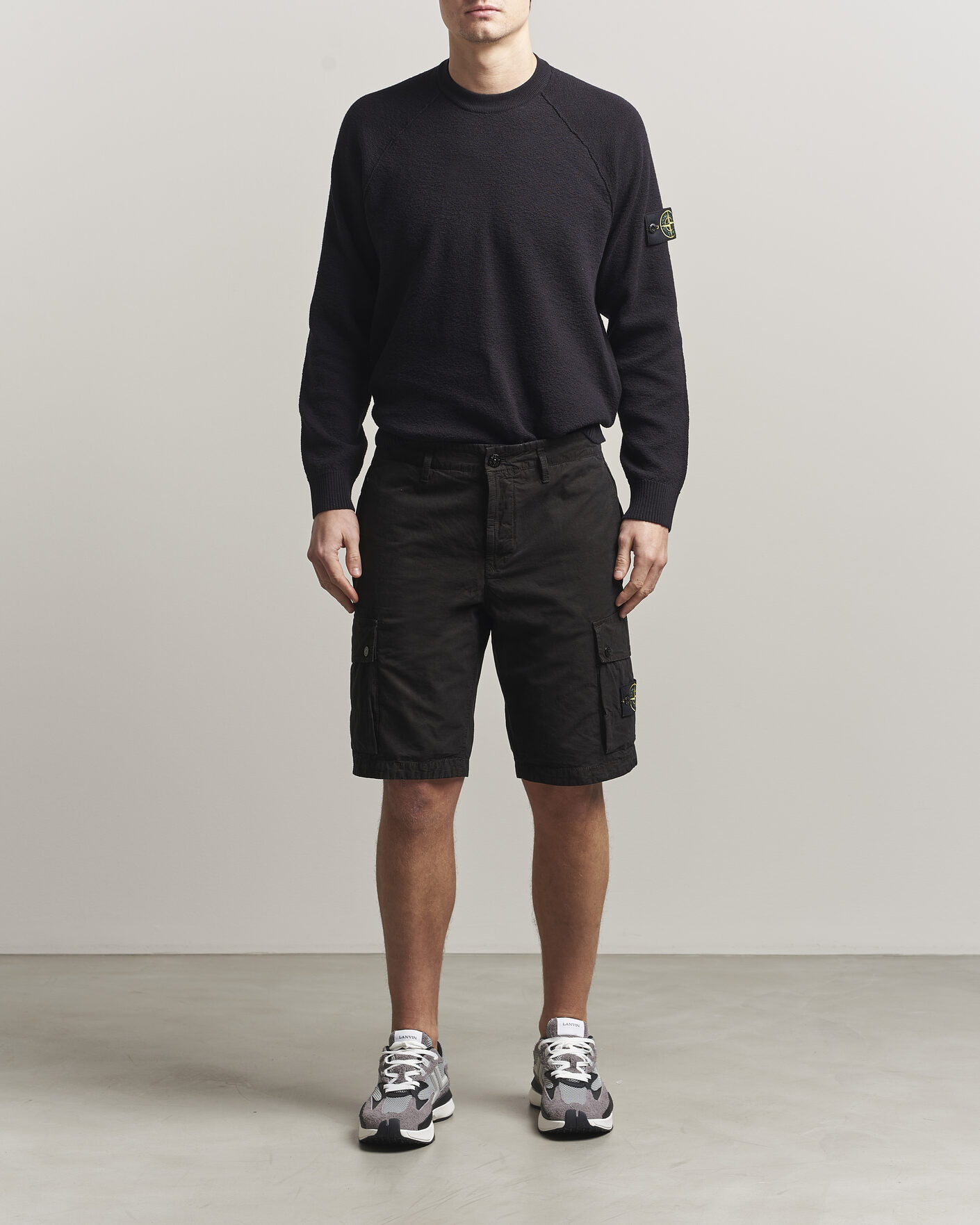 Uomini | Pantaloncini | Stone Island | Brushed Cotton Canvas Cargo Shorts Black