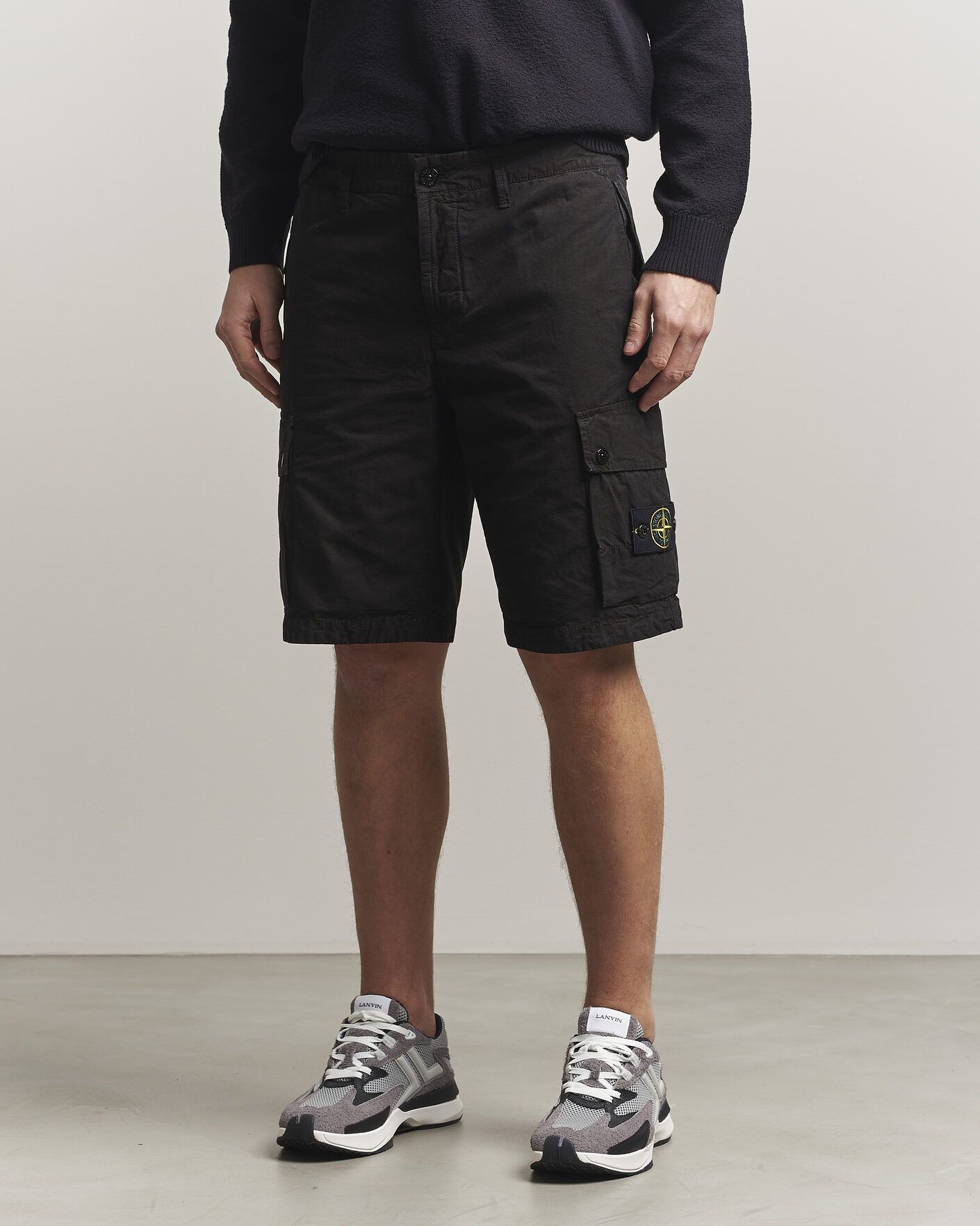 Uomini | Pantaloncini | Stone Island | Brushed Cotton Canvas Cargo Shorts Black