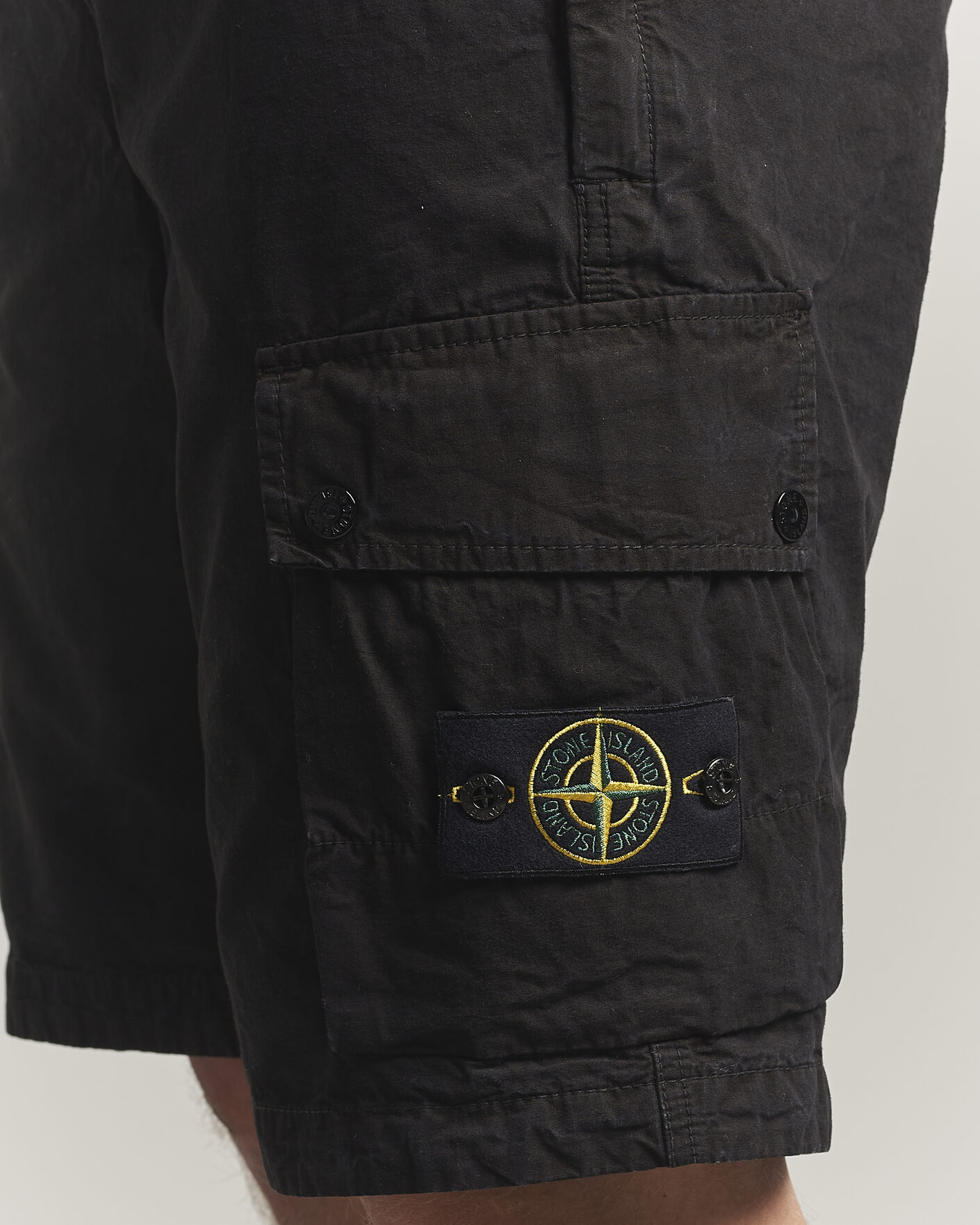 Uomini | Pantaloncini | Stone Island | Brushed Cotton Canvas Cargo Shorts Black