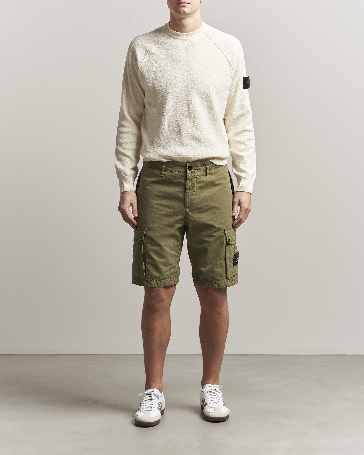 Uomini | Pantaloncini | Stone Island | Brushed Cotton Canvas Cargo Shorts Military Green