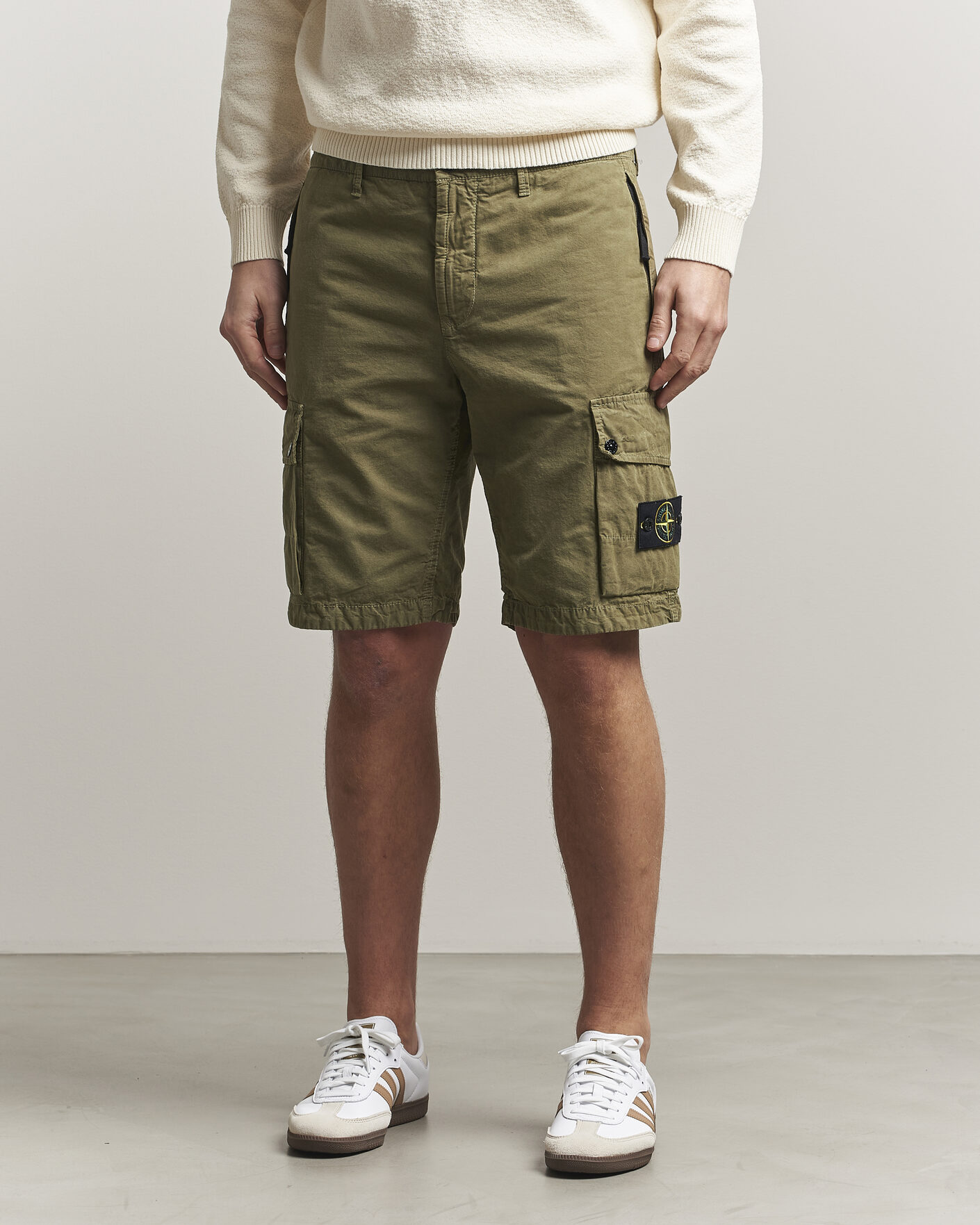 Uomini | Pantaloncini | Stone Island | Brushed Cotton Canvas Cargo Shorts Military Green