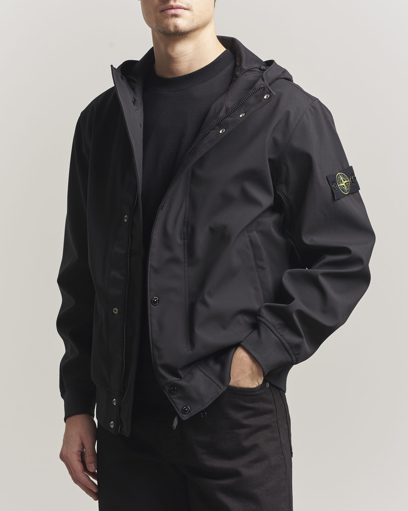 Uomini | Giacche | Stone Island | Soft Shell Hooded Jacket Black
