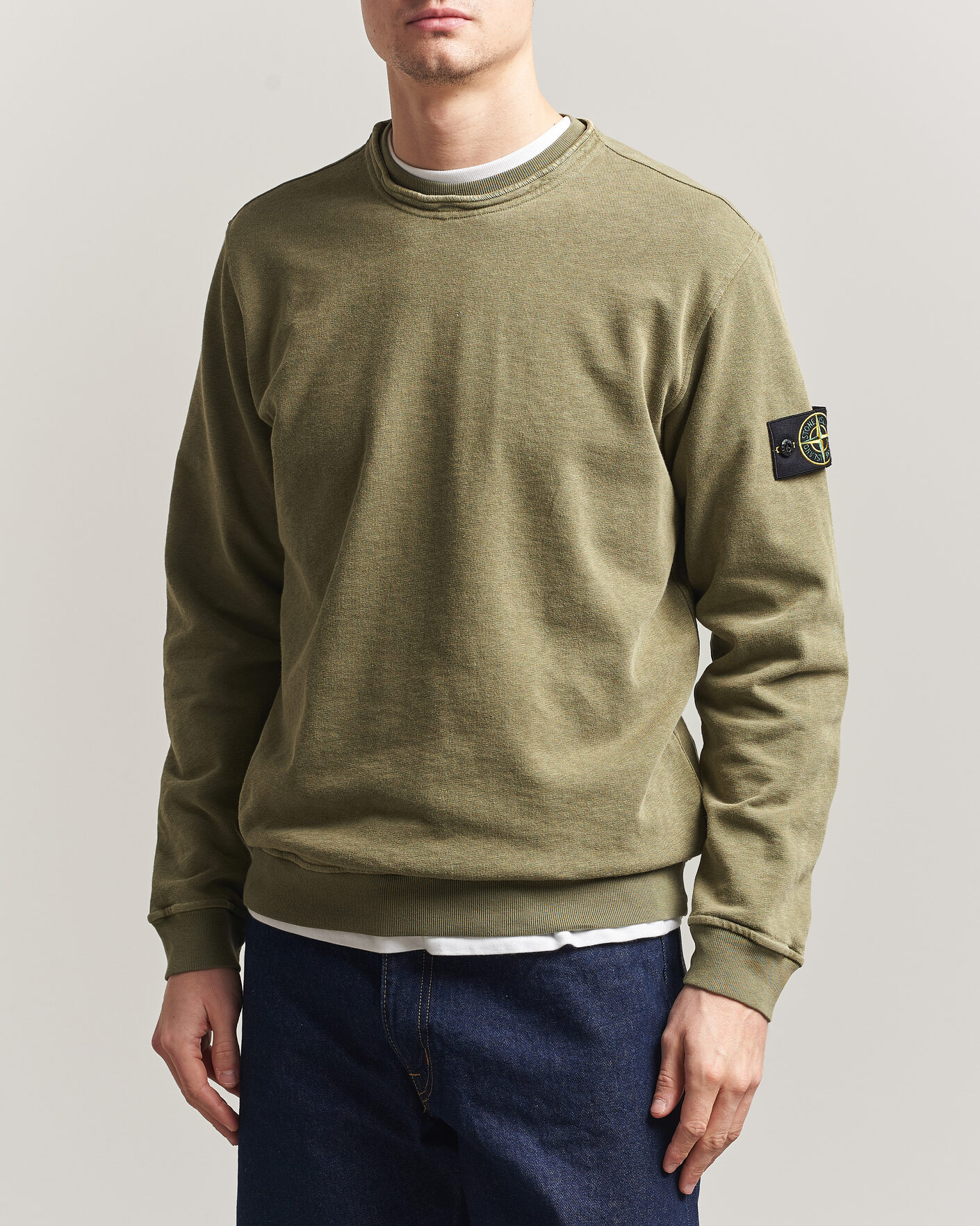 Uomini | Maglieria | Stone Island | Old Dyed Cotton Sweatshirt Military Green