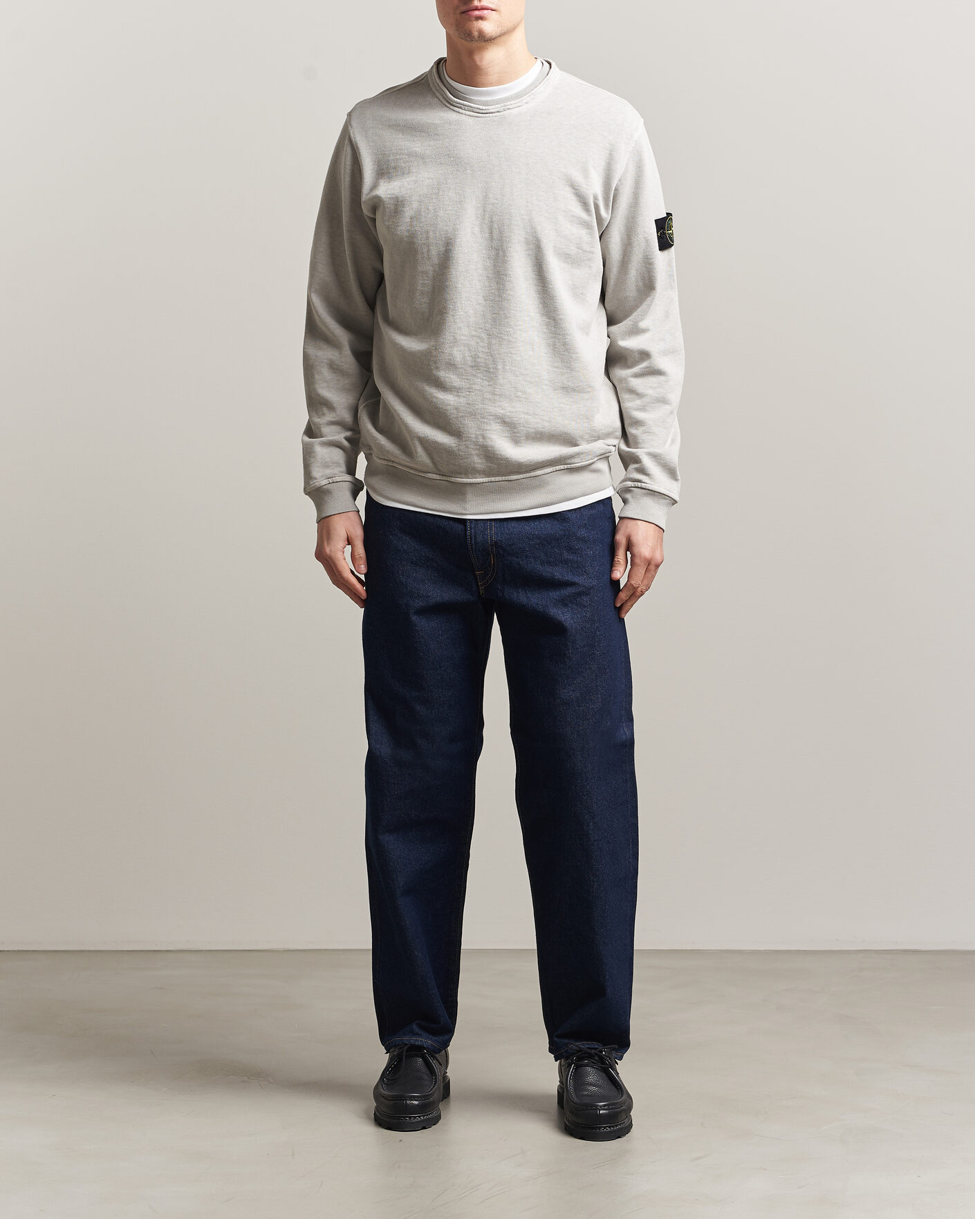Uomini | Maglieria | Stone Island | Old Dyed Cotton Sweatshirt Pearl Grey