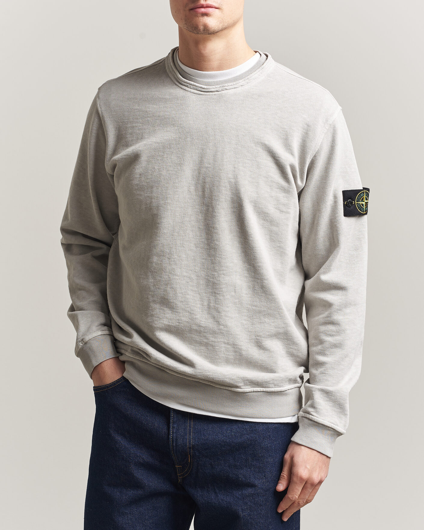 Uomini | Maglieria | Stone Island | Old Dyed Cotton Sweatshirt Pearl Grey