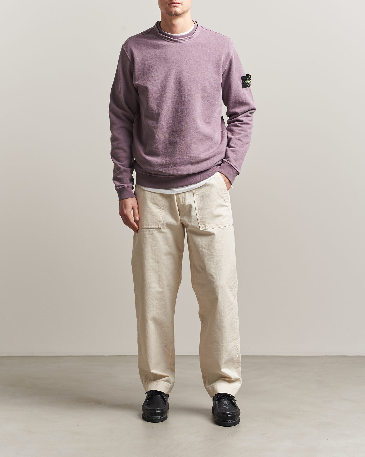 Uomini | Maglieria | Stone Island | Old Dyed Cotton Sweatshirt Purple Grey