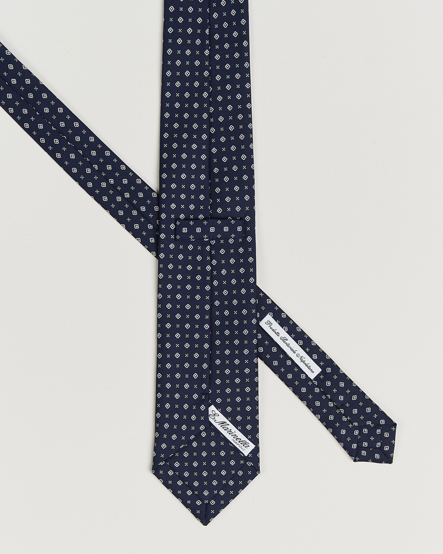 Uomini | Cravatte | E. Marinella | 3-Fold Printed Silk Tie Navy