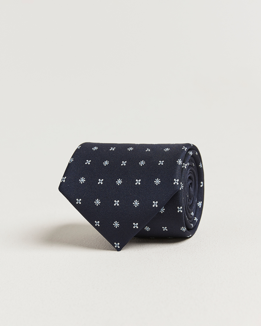 Uomini | Cravatte | E. Marinella | 3-Fold Printed Silk Tie Navy