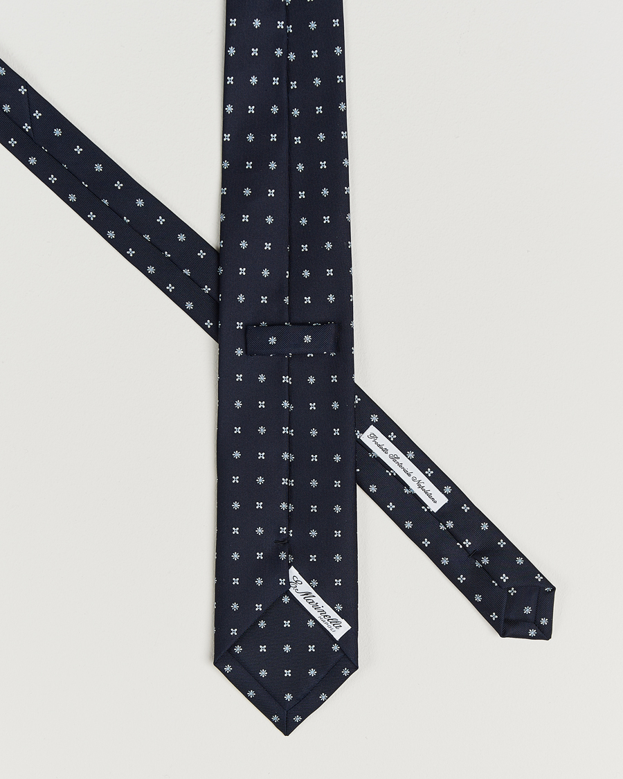 Uomini | Cravatte | E. Marinella | 3-Fold Printed Silk Tie Navy