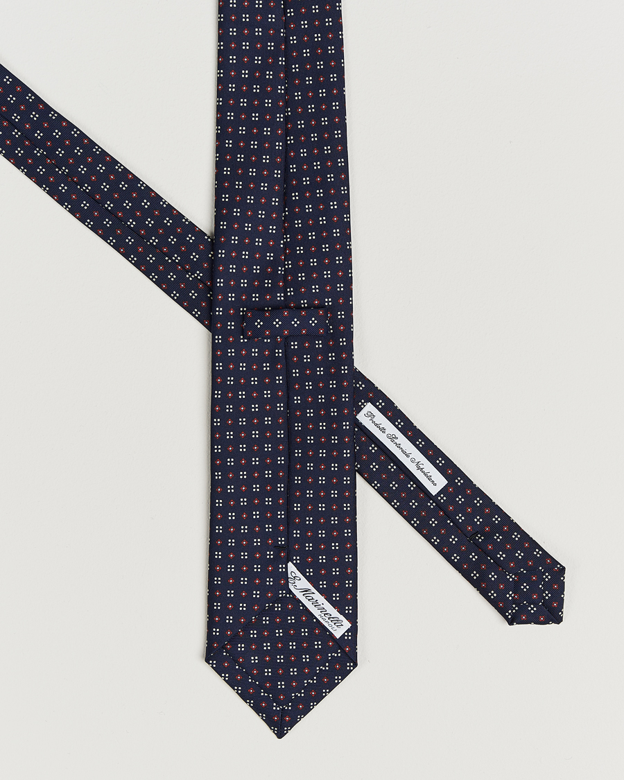 Uomini | Cravatte | E. Marinella | 3-Fold Printed Silk Tie Navy
